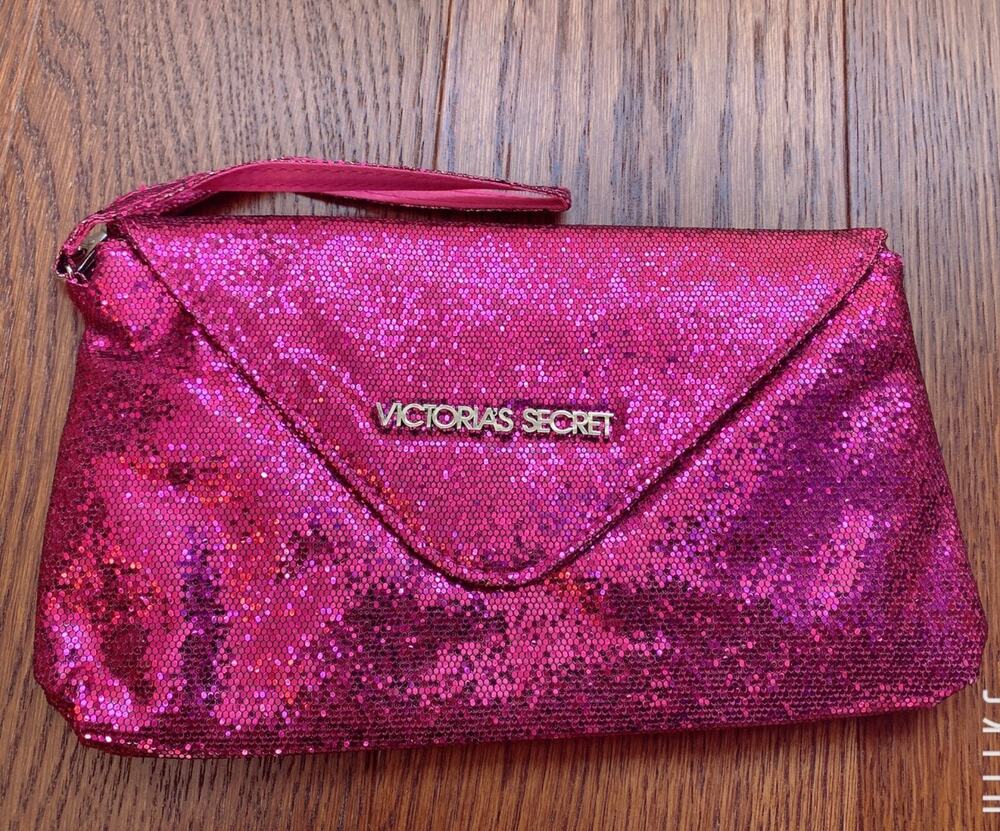 Victoria's Secret Shining Pink Makeup Bag – Wristlet Cosmetic Case
